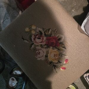 Floral Needlepoint Cushion Cover in Red, Pink, Yellow and Green